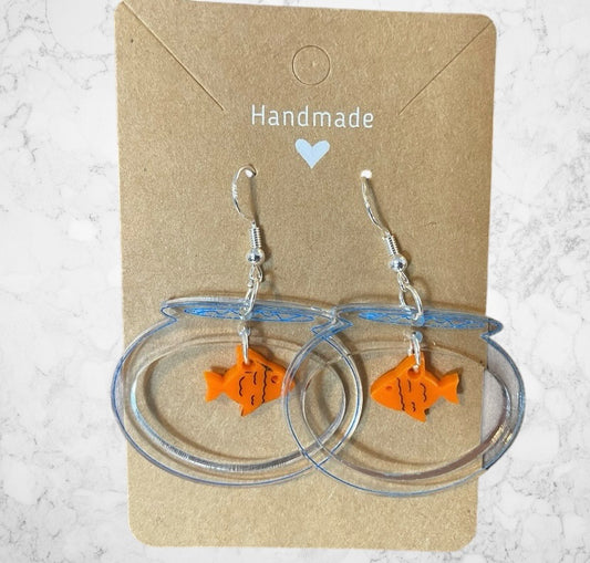 Goldfish fishbowl earrings