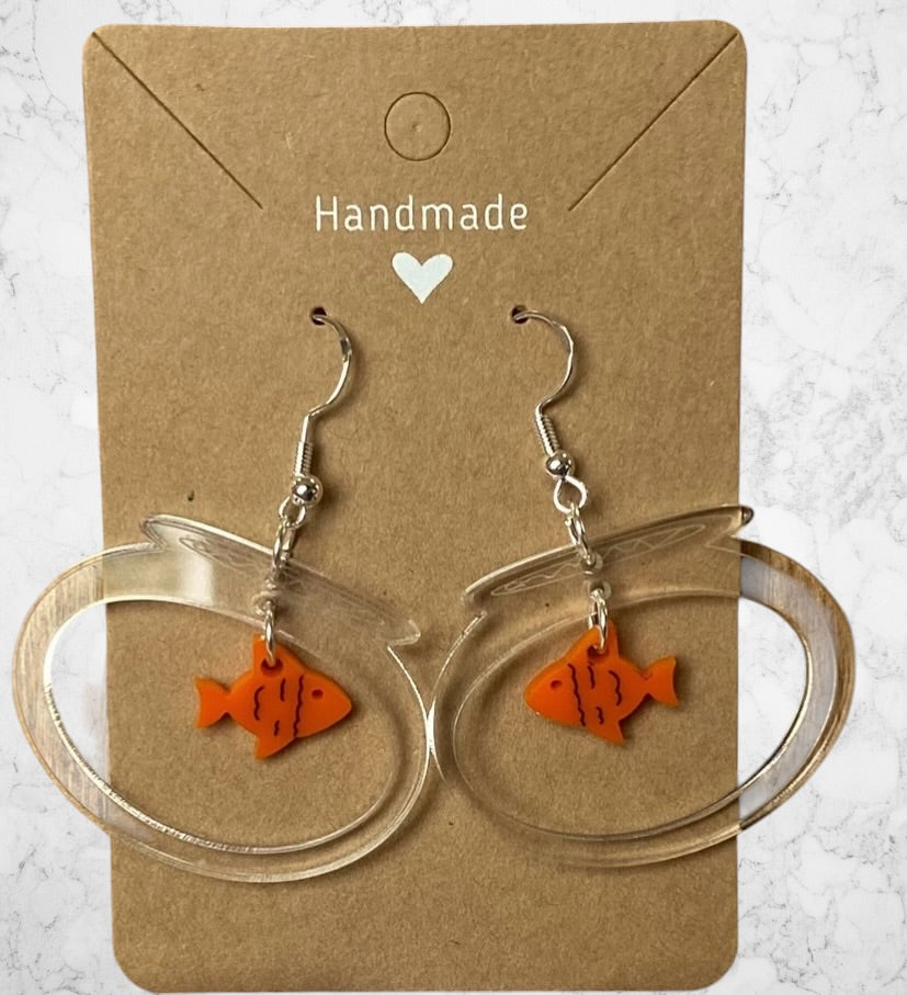 Goldfish fishbowl earrings